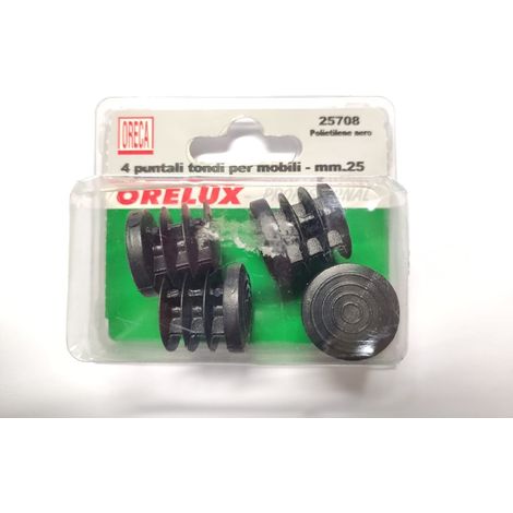 ORECA -  PUNTALI TONDI NERI PER PIEDI DIMOBILI DA 25MM 4PZ