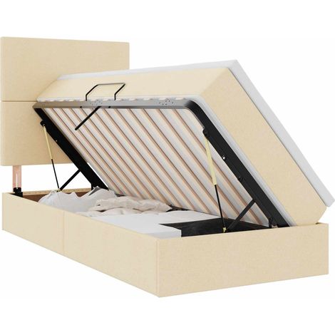 Letto con contenitore e materasso Crema 90 x 200 cm Poliestere vidaXL