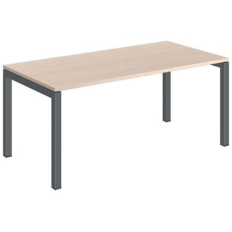 Bureau droit plateau chêne clair Teamline L 160 cm - piètement métal anthracite - Maxiburo (1/3)