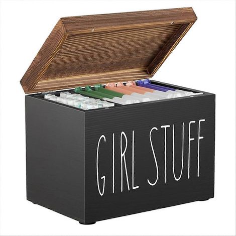Tamponhalter fürs Badezimmer, Organizer für Damenhygieneprodukte, Aufbewahrungsbox für Damenbinden mit Klappdeckel, Tamponaufbewahrung (schwarz) (1/5)
