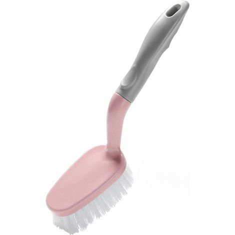 Mehrzweck-Reinigungsspieß mit rutschfestem Griff – Weiße Bürsten für Dusche, Bad, Küche, Badewanne – Rosa (1/5)