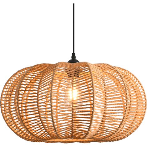 Parrot Uncle Paper Rope Pendant Light 50cm, Hand Woven Natural Rope Shade with Iron Frame, Adjustable Height E27 Boho Ceiling Light for Living Room & Dining Area (Bulb Not Included) (1/5)