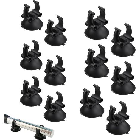 12 Stück Aquarium-Saugnäpfe für Aquarienheizungen, Saugnapfclips, Halterungen für Standard-Heizstäbe (Schwarz) (1/3)