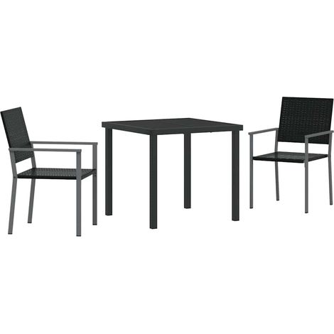 Garden Dining Set 3 pcs Black Poly rattan vidaXL (1/5)