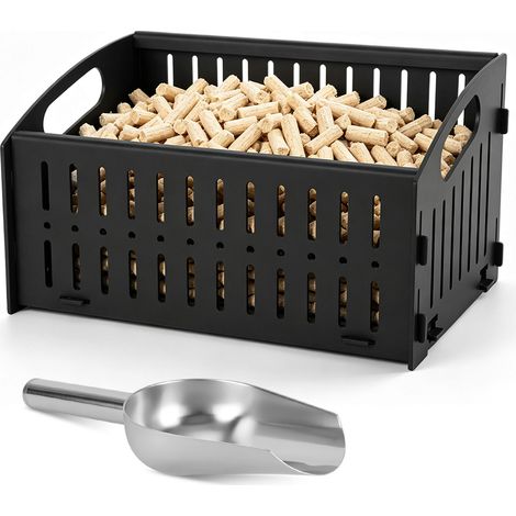 TolleTour Pelletkorb Kaminofen 28 cm Einzelkammer aus Metall mit Pelletschaufel (1/5)