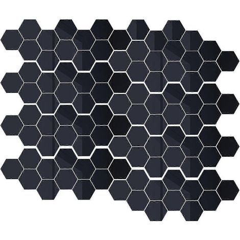 Sticker mural miroir hexagonal, 100 pièces en acrylique - Stickers décoratifs personnalisés pour salon, entrée, couloir, escaliers-Black 46x40x23mm (1/5)