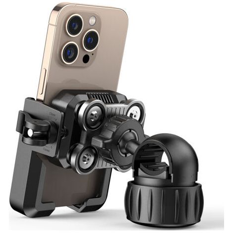 Support Téléphone Moto Anti-vibration - [Double Amortisseur] 360° Rotation, 1S Libération avec Un Bouton, Support Téléphone Vélo pour iPhone 16 15 14 13 12 Series, Huawei, 4,7-6,8" Smartphone