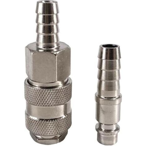 Pair 1 pcs EU Type Socket + Plug Raccord Pneumatique Norme Européenne Connecteur Rapide 6/8/10mm Tuyau Barb Coupleur Adaptateur for Compresseur d'air(10mm) (1/5)