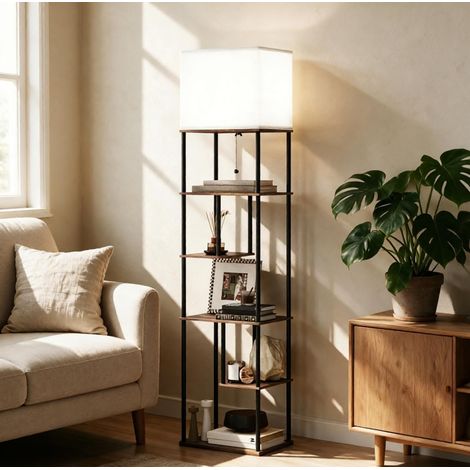 Stehlampe mit 5 Ablagen, dimmbar mit Fernbedienung, 40 x 29 x 171 cm (1/5)