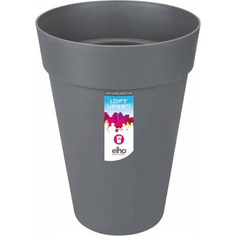 ELHO Pot de fleurs Loft Urban rond Haut - Ø 42 x H 56 cm - Extérieur - 100% recyclé - Noir