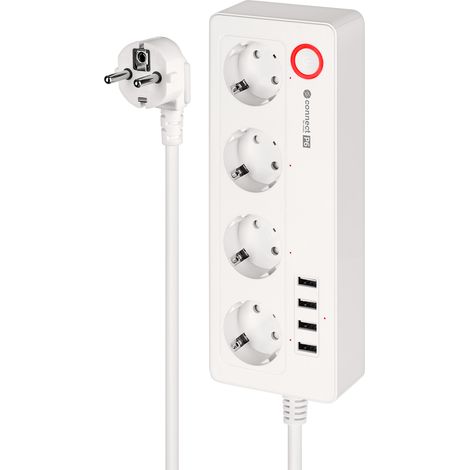 Multiprise avec 4 prises, 4 ports USB 2100 mA et câble de 1,5 m, Tuya (1/5)