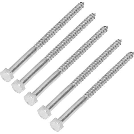 25 vis à bois auto-perçantes DIN571 inox A2-70 à demi-filet tète hexagonale M8x140mm pour charpente (1/5)