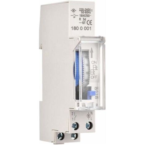 Timer meccanico da 24 ore, timer minimo da 15 minuti, montaggio su guida DIN, batteria integrata, SUL180a AC220-240V Grigio - SUL180a AC220-240V Grigio. (1/4)