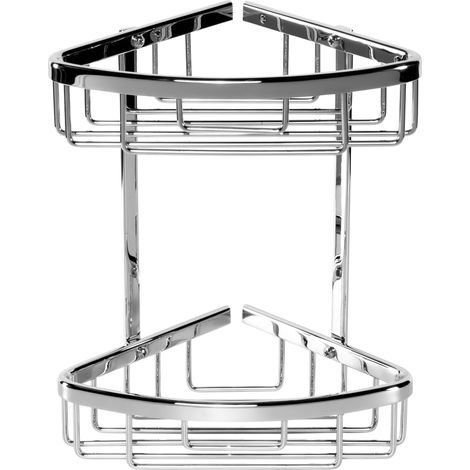 Tesa Aluxx Bathroom Corner Shelf 40205 chrome incl. adhesive mnt. (1/2)