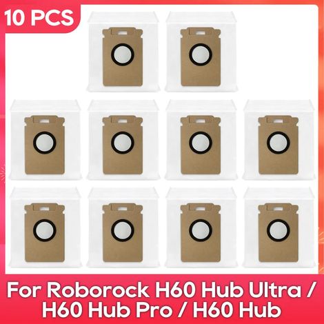 (10 pièces) Convient pour les aspirateurs Roborock H60 Hub Ultra / H60 Hub Pro / H60 Hub : sac à poussière, filtre et accessoires de rechange (1/4)