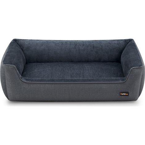 Panier pour Chiens, Lit pour Animaux, Canapé, en Tissu Façon Lin, Bords Rehaussés, Antiglisse, Housse Amovible Lavable, Taille XXL pour Grands Chiens, 120 x 90 x 30 cm, Gris (1/5)
