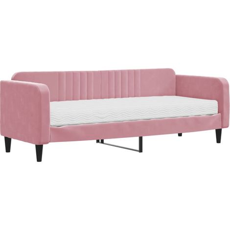 Maison Exclusive - Divano Letto con Materasso Rosa 80x200 cm in Velluto (1/5)