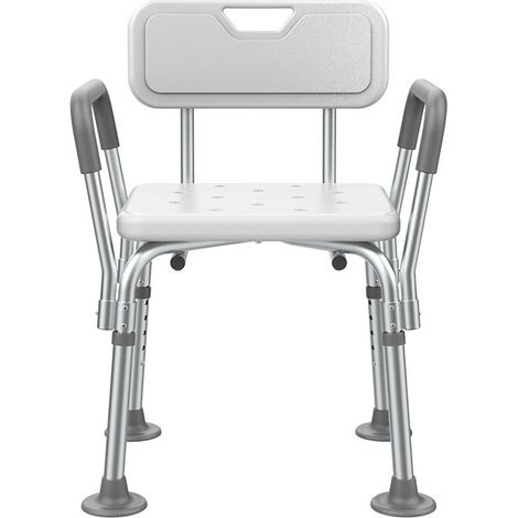 Chaise de douche ajustable avec accoudoirs rembourrés et dossier antidérapant, trous d'évacuation, siège de bain confortable pour personnes âgées, sans coussin (1/5)