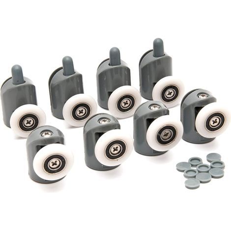 Rouleau de porte de che Accessoires de salle de che Roue suspendue pour partie supérieure de porte coulissante et accessoires de remplacement de roue unique fixés au botter (8 pièces) (1/5)