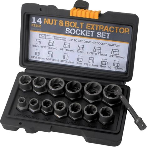 Extracteur Écrou Antivol, Pièces Extracteur de Vis Cassée et Boulons Antivol Universel Douilles Spiralées, Jeu d Outils de Retrait pour Boulons et Écrous, Ensemble D outils De Retrait (1/5)