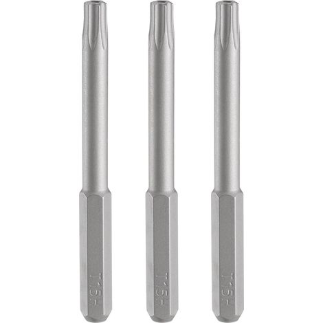3pcs T15H Embout de Tournevis Torx 5/32" Tige Hexagonale 45mm/1.77" Longueur Magnétique Tête Étoile à 6 Pans Acier S2 Embout de Tournevis (1/5)