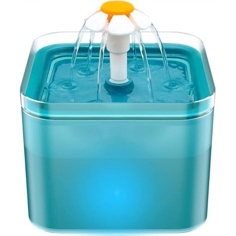 Fontaine à eau pour chat, fontaine à eau pour chat ultra-silencieuse avec lumière LED, 2 litres, filtration multiple, trois modes de débit d'eau,vert