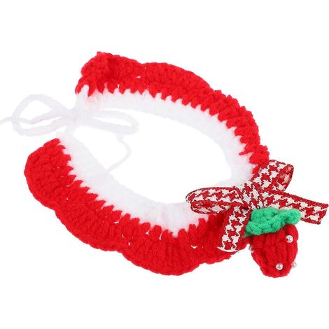 Collar para gato Adorable collar para mascota 1 pieza cómodo de hilo de lana rojo (1/5)