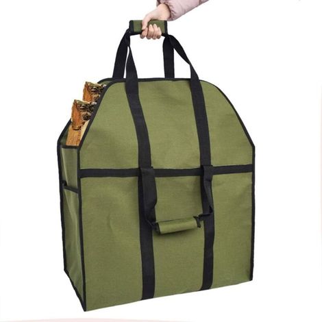 Borsa per legna da ardere, borsa porta legna per camino/stufa in tessuto Oxford resistente, borsa porta legna di grandi dimensioni -Crezuo