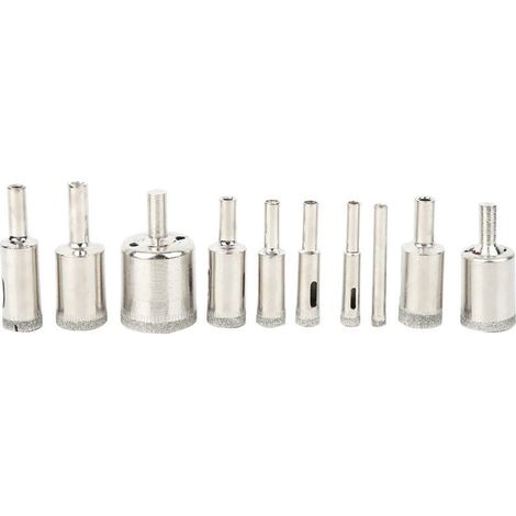 Jeffergarden Lot de 10 forets diamantés de 6 à 30 mm pour le perçage du marbre et des carreaux de verre.