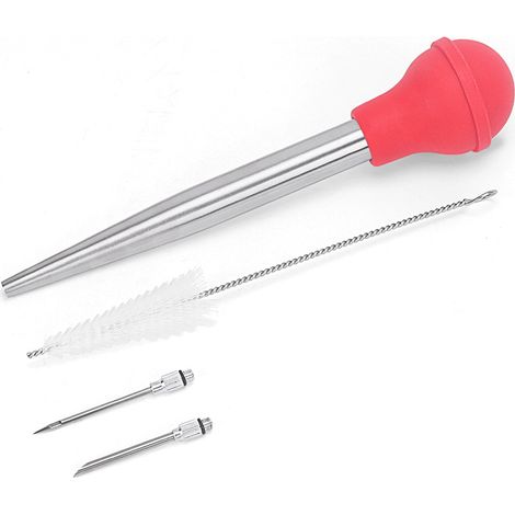 Pompe à dinde en Silicone, Double aiguille en acier inoxydable 304, avec ensemble de balayage de nettoyage, seringue d'assaisonnement, aiguille à dinde (1/5)
