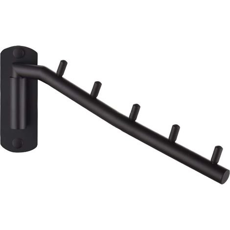 Porte-vêtements pliable, support à bras pivotant en acier inoxydable, système de séchage et de rangement pour placard, fixation murale noir mat, SHR100-PB (1/5)