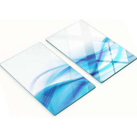 Tablas de cocina de vidrio templado con gr谩ficos abstractos azules 2x30x52 cm (1/5)