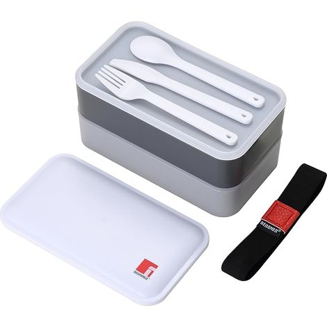 BERGNER - CONTENITORE ERMETICO CON POSATE COLORE GRIGIO 18,5 x 10,5 x 10 CM (1/4)