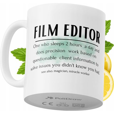 Lustige Kaffeetasse mit witzigem Textdesign für Filmeditoren – ideal für Geburtstage, Namenstage und Feiertage. Hochwertige Tasse für besondere Anlässe im Büro oder Homeoffice. Farbe: Weiß, 330 ml.