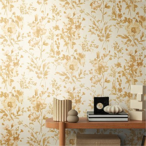 A.S. Creation Vliestapete 10.05 x 0.53 m Livingwalls Blumentapete Gold 790614 Floral CosmoLiving by Cosmopolitan (1/5)