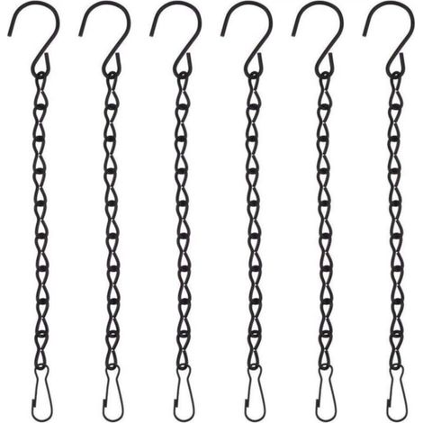 6 pièces Chaîne de Suspension, Chaîne en Métal de Suspension Plante Panier Pot de Fleurs, Porte Plantes Intérieur Ou Extérieur Suspension Plante Macramé Cintre Décoration du Jardin (Noir) (1/4)