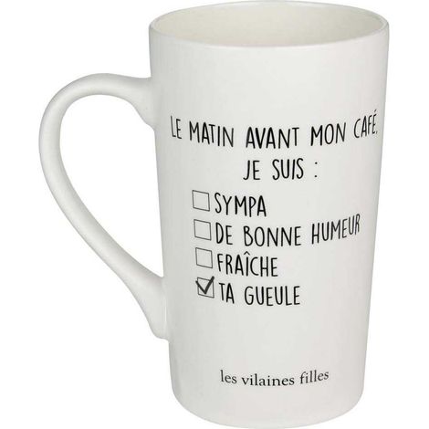 Mug - LES VILAINES FILLES - 38-VF-018 - Porcelaine - Blanc - Cylindrique