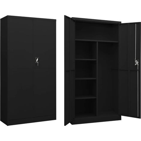 Armoire à casiers, Vestiaire Métallique, Meuble de rangement Noir 90x40x180 cm Acier HYB36296 (1/5)