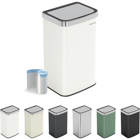 Motion Sensor Kitchen Bin with Soft Close Lid 60L WHITE