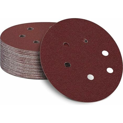 Disque De Ponçage - 150 mm - Grain 60 - Crochet Boucle - Pour Ponceuse Orbitale Aléatoire - Lot De 50 (1/5)