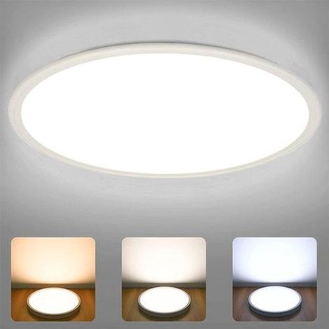 Dimmbare LED-Deckenleuchte, 3000K/4000K/6000K warm/kalt, Ø30cm, 24W, Weiß (1/5)