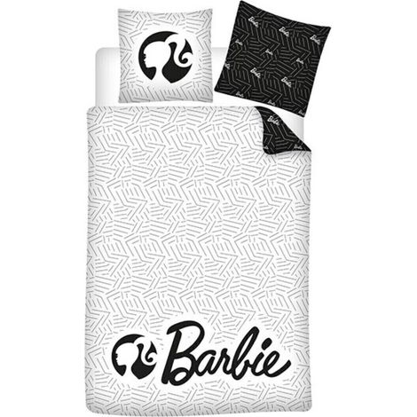 Parure de lit réversible Barbie - Noir Et Blanc - 140 cm x 200 cm (1/2)