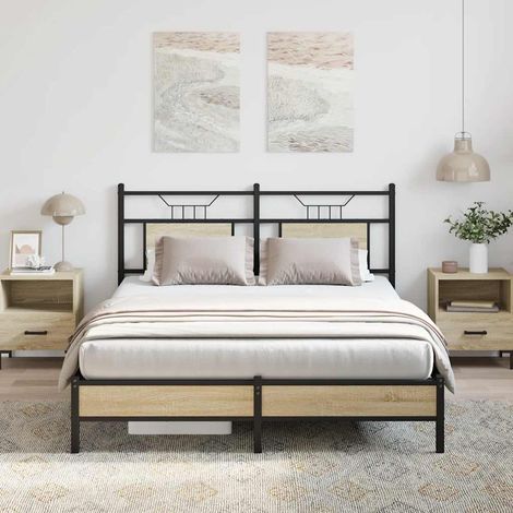 vidaXL Bed Frame without Mattress Sonoma Oak 140x200cm Engineered Wood (1/5)