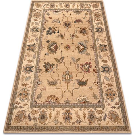 Wool carpet POLONIA Loare frame cream beige 170x235 cm