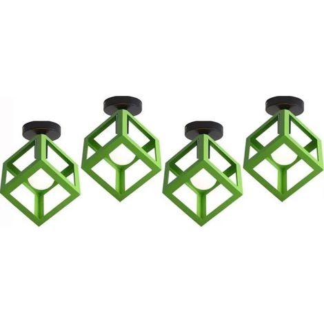 U-Do 4Pcs Plafonnier en Métal Vert Lampe de Plafonde Carré design Vintage décoration Couloir Salon Cuisine (1/4)