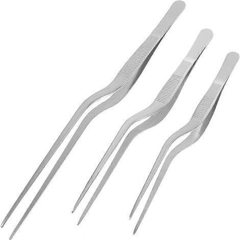 Set mit 3 Edelstahl-Gabelzangen, Fischgrätenzangen – 20 x 1,5 x 1 cm – Silber (1/4)