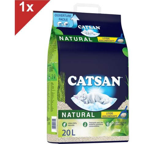CATSAN NATURAL Litiere végétale agglomérante - Pour chat - 20 L (1/4)
