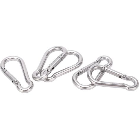 Lot de 5 mousquetons de 40 mm en acier inoxydable robuste avec ressort pour hamac et laisse de chien (1/5)