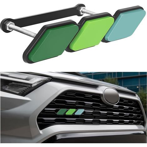 1 emblème décoratif tricolore pour calandre, accessoire auto/camion, autocollant universel compatible avec Toyota 4 Runner Tacoma (vert) (1/5)