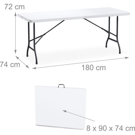 Tavolo da giardino pieghevole 72 x 180 x 74 cm per 8 persone facile da riporre in plastica bianca 130015786